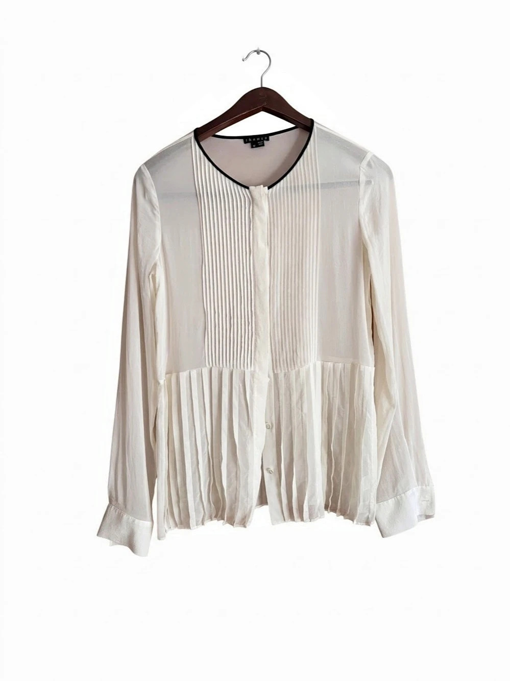 Theory Pleated Blouse in Ivory Size Medium Like New